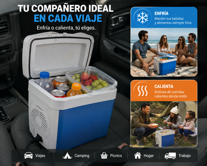 COOLER ELECTRICO PORTATIL PARA AUTO - CONSERVADOR DE BEBIDAS Y ALIMENTOS
